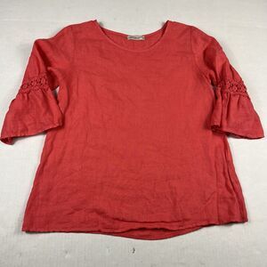 Terzo Millennio Coastal Linen Shirt Coral Tunic Top Boho Casual Lagenlook SMALL